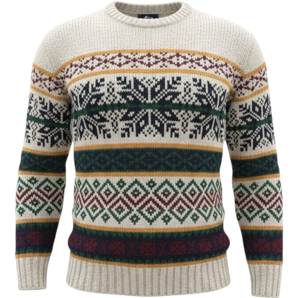 Woolrich Sweater Mens XL Grey Fair Isle Good Cotton Blend Made in USA 7536